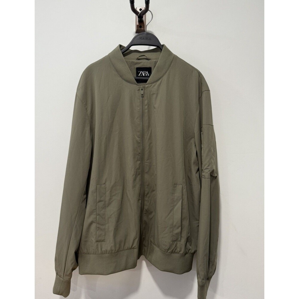 Mens Zara Bomber Jacket Olive Large Size Large Spring Casual